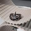 Punk Gothic Inlaid Zircon Star Black Open Ring Neutral Retro Creative Irregular Daily Party Jewelry Gift