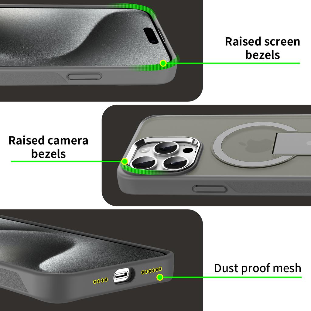 For iPhone 13 Pro Case Compatible with MagSafe PC+TPU Phone Cover with Kickstand