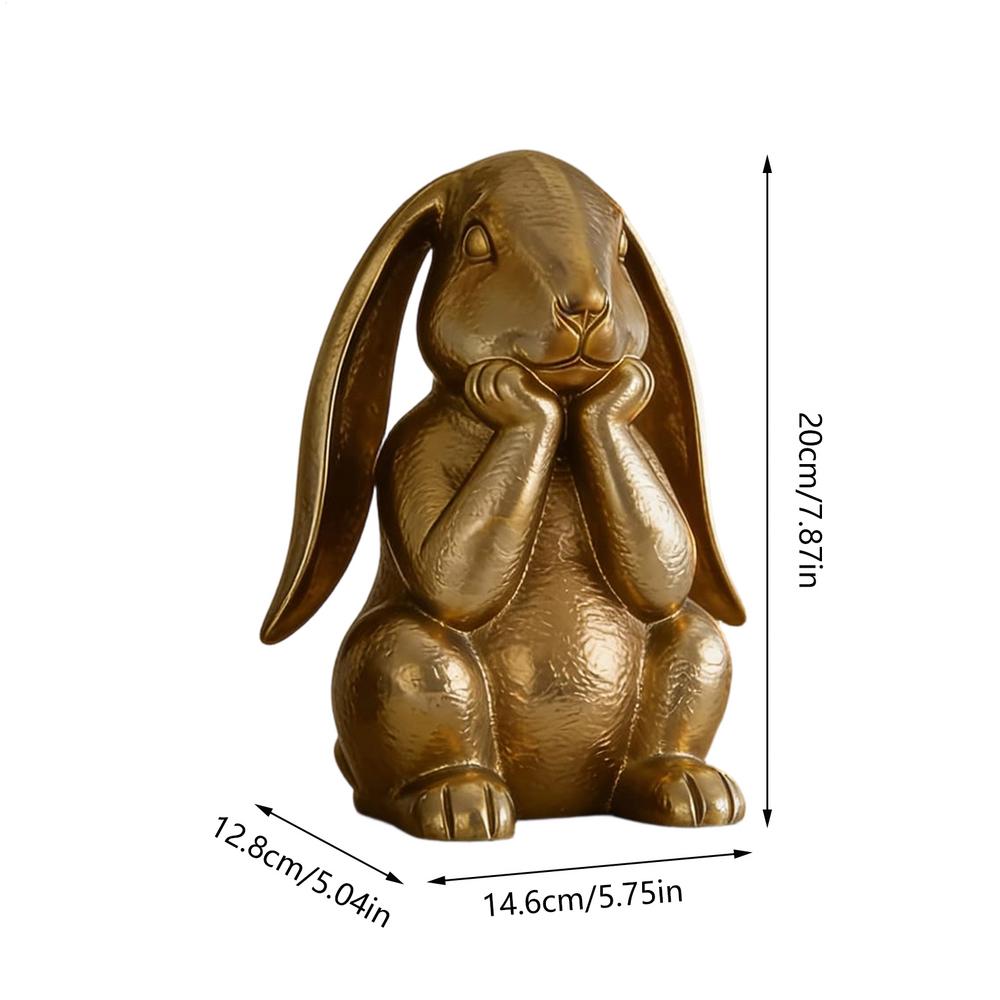 

Gold Bunny Decor Thinking Bunny Easter Sculpture Decorations Spring Rabbit Home Accents for Home Indoor Tabletop Shelf Mantel золотой
