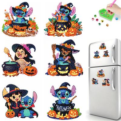 6 Stück/Set Halloween Stitch Serie Diamantmalerei Magnete für Kühlschrank Diamantkunst Kühlschrankmagnete für Erwachsene Diamantkunst Kühlschrankmagnete Kits