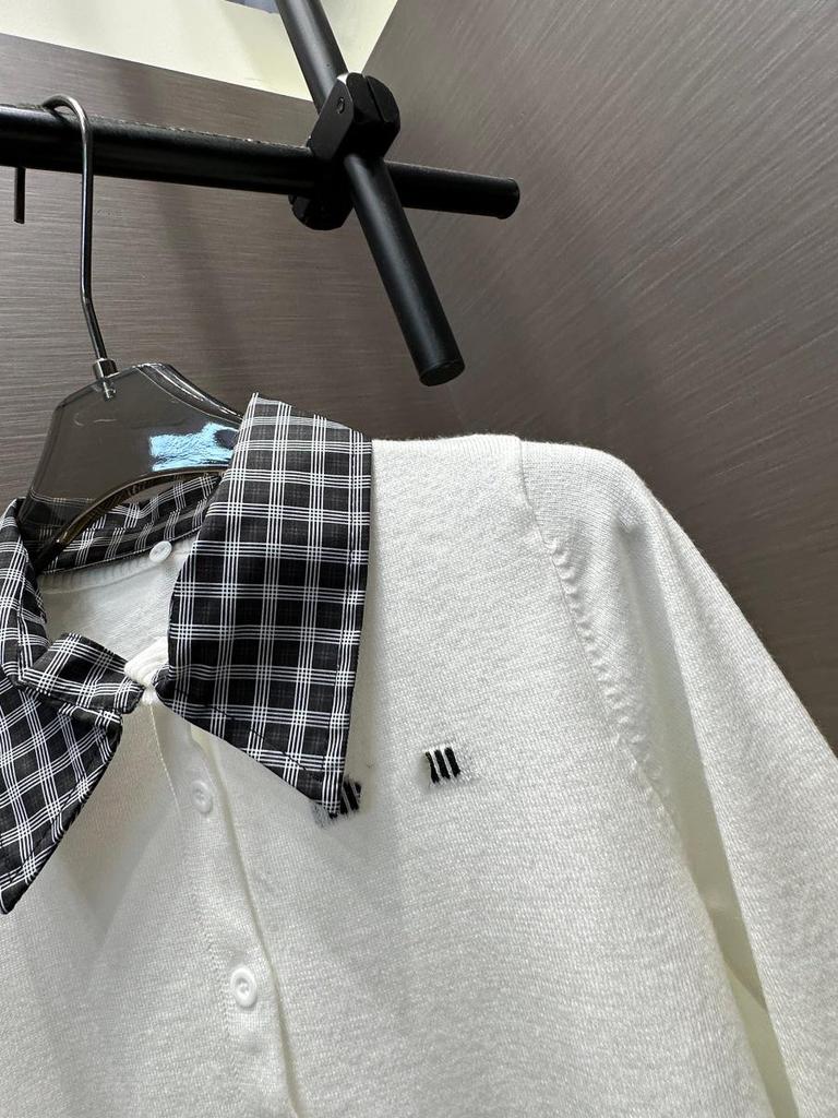 Trendy European Plaid Lapel Knit Two-Piece Long Sleeve for Autumn/Winter