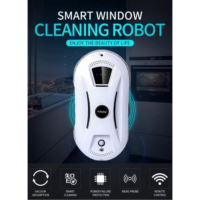 Robot aspirateur ultra fin pour le nettoyage des vitres de la maison, nettoyeur de vitres électrique avec télécommande.