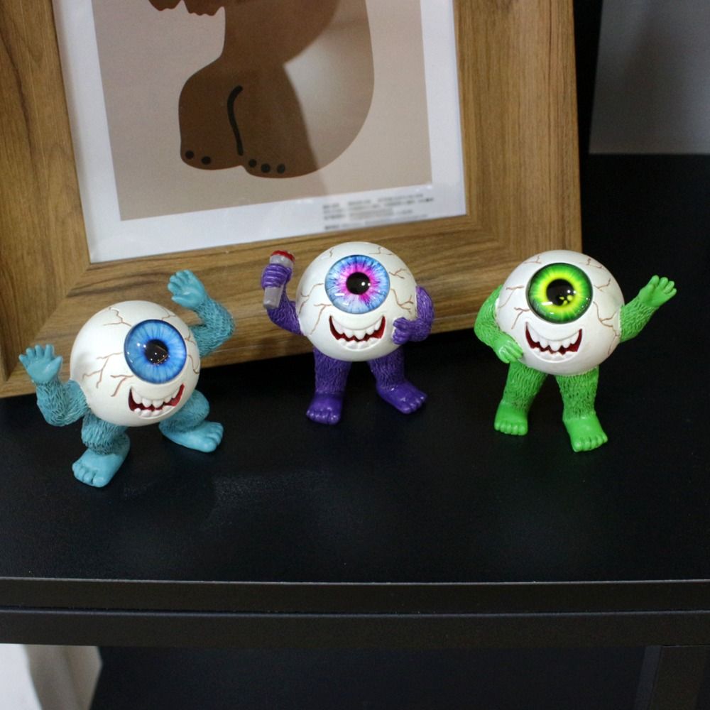 3pcs Realistic Halloween Eyeball Demon Figurine Scary Halloween Ornament Holiday Party Supplies