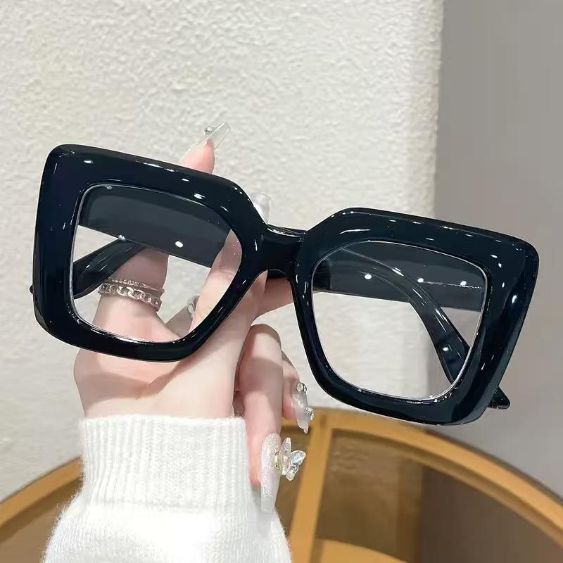 1Pc Simple and Stylish Oversized Rectangular Frame Glasses with Clear Lenses, Fashionable for Photography and Everyday Wear
