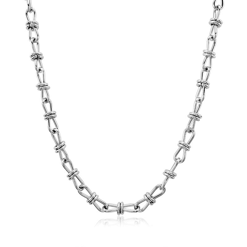 

Hip Hops Jewelry Chain Accessories 18K Gold Necklace Stainless Steel Oval Figure-Eight Clasp Necklace for Women