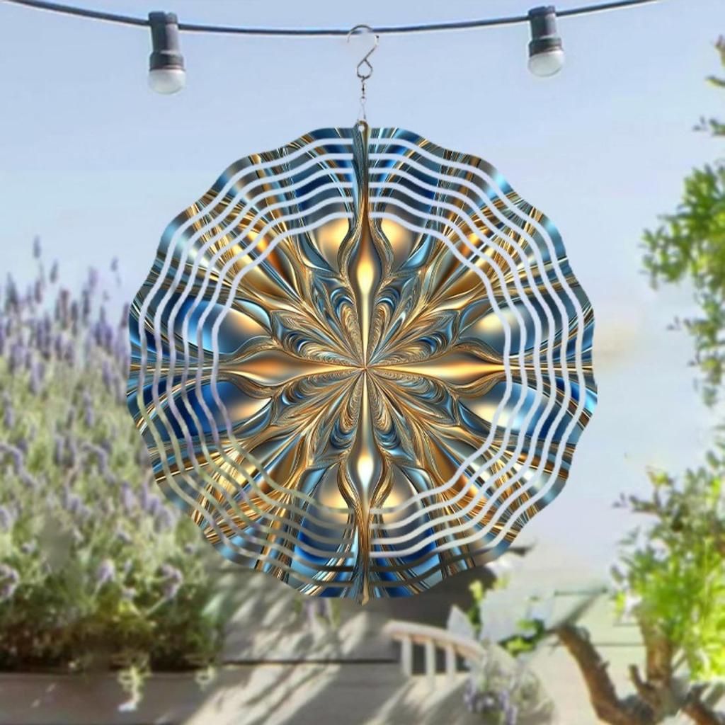 Elegant 10-Inch Metal Wind Spinner - Vibrant 2D Hanging Design for Indoor & Outdoor Decor, Silent 360° Rotating Wind Sculpture