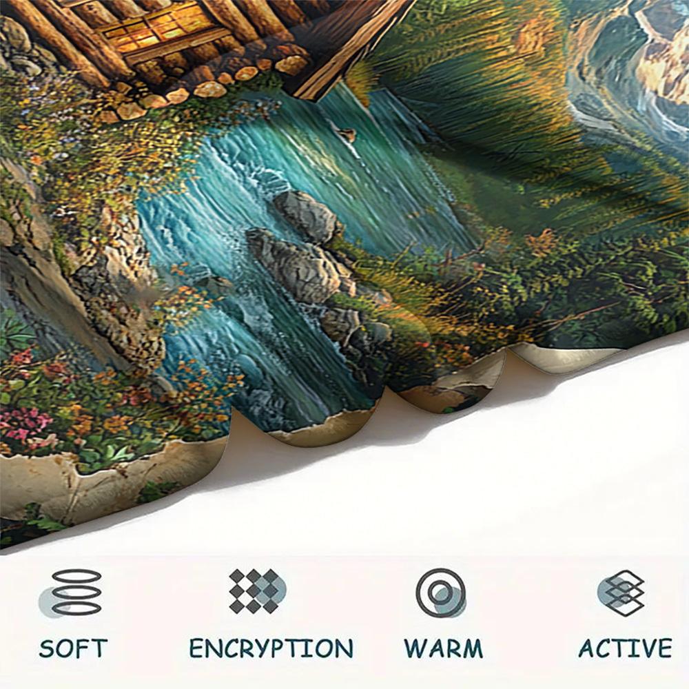 Village Print Flannel Blanket, High Quality Comfortable for All Seasons, Home Decor, Warmth and Comfort, Perfect for Christmas Gifts