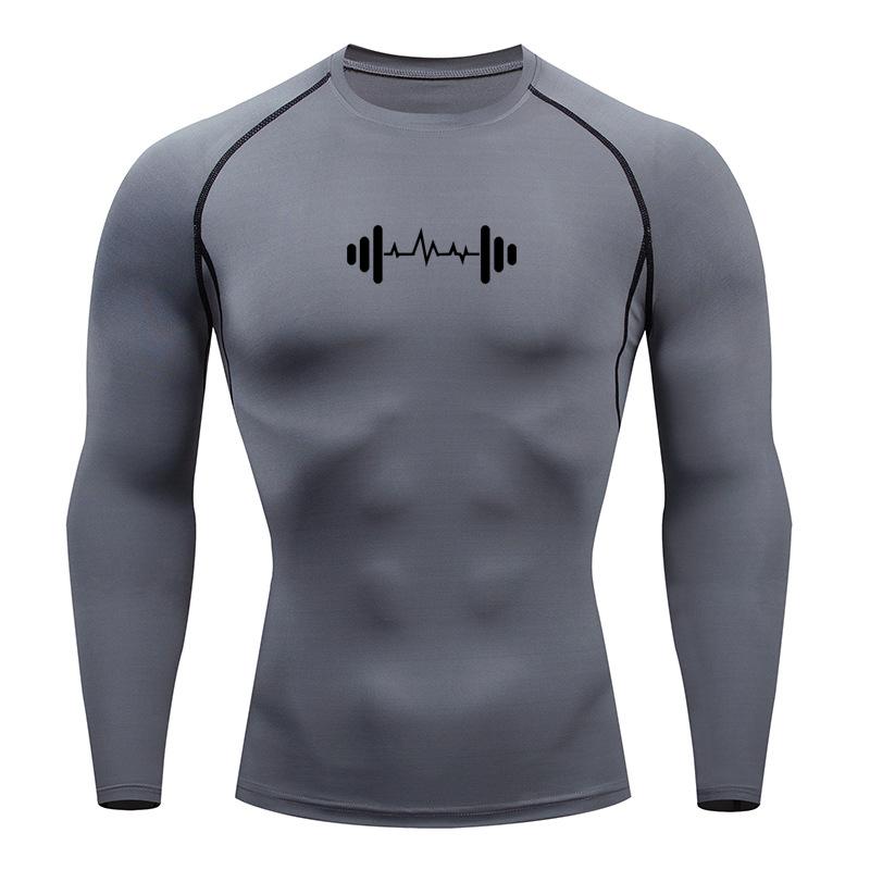 Men's Compression Shirt Gym Workout Sport Quick Dry Tight TShirts Outdoor Training Fitness Elasticity Tops Tee Summer Male