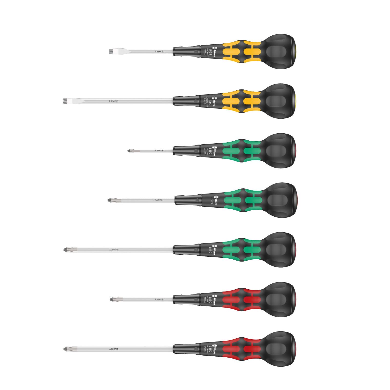

Набор отверток Wela Laser Tip с шарообразной рукояткой 1850 PH1x80мм 1850 PH2x100мм 1850 PH3x150мм 1850 PH2x100мм 1850 PH2x150мм 1834 1834 (Набор из 7 предметов) [Зеленый] / /