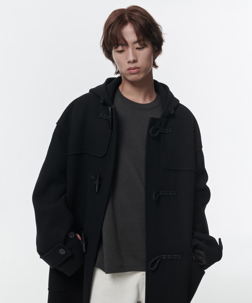 Musinsa Standard Wool Blend Extra Oversized Duffle Coat [Black]