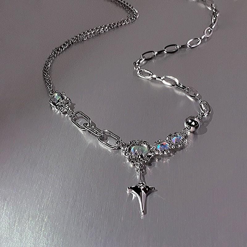Neutral Style Niche Design Titanium Steel Zircon Pendant Necklace Male Versatile Couple Hip Hop Cuban Chain Collarbone Chain