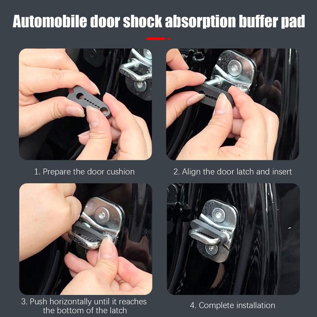 4pcs Car Door Slam Stopper Reduce Noise Secure Fit Silicone Door Latch Protective Cover Buffer Cushion Auto Door Anti-Shock Pad