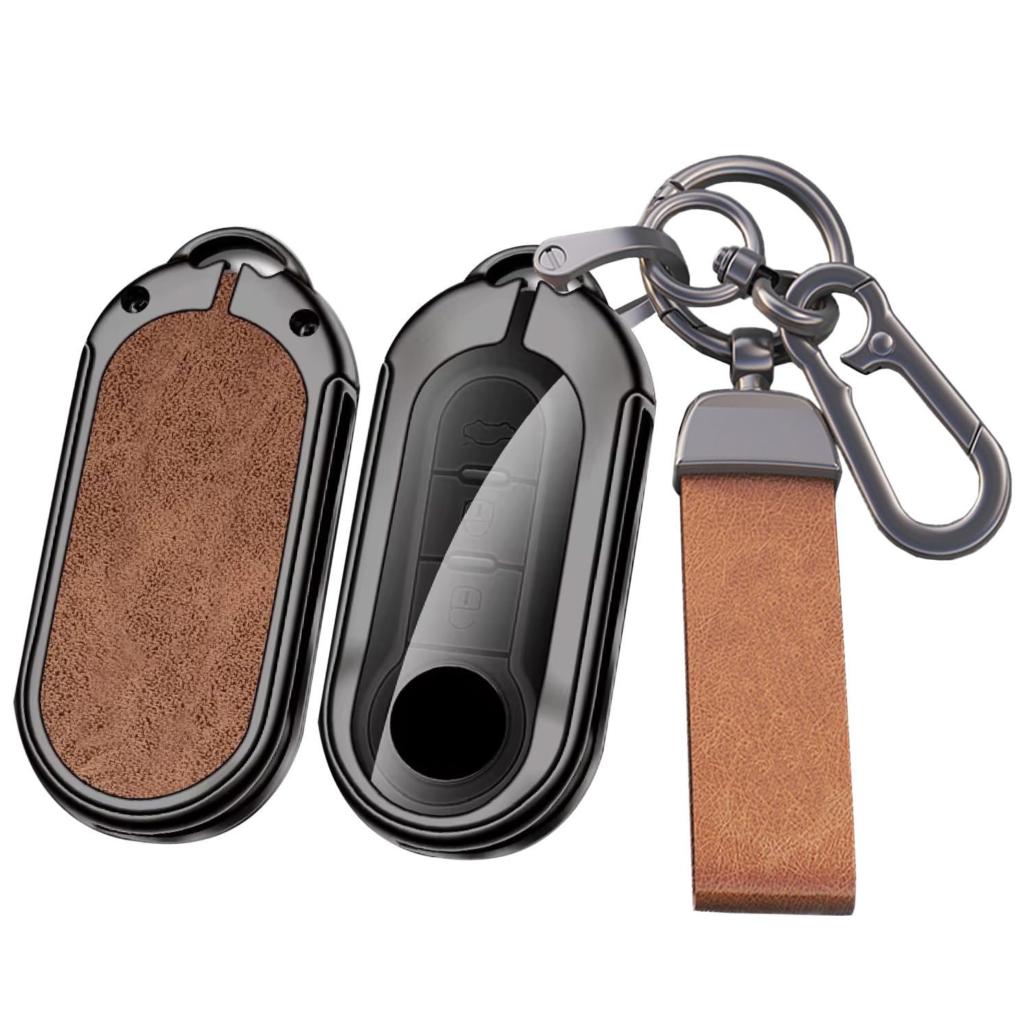 

SANRILY Держатель для ключей для Fiat, Чехол для смарт-ключа, Защита ключа, Подходит для Fiat500 500C, 500L, коричневый