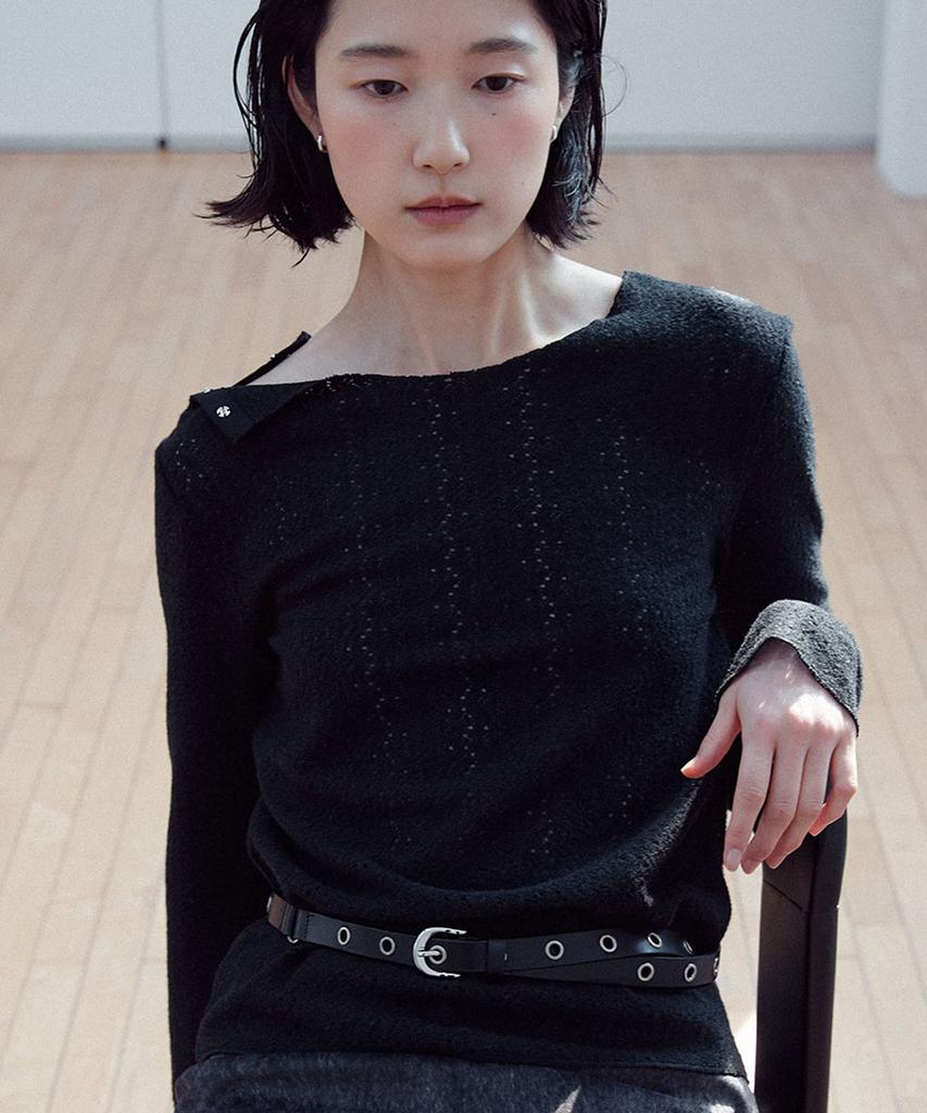 Yutosiseu Race Off-Shoulder Top(Black)