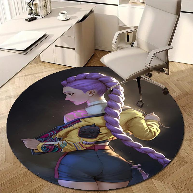 1pc KPop Demon Hunters RUMI2 Design Printed Area Round Carpet for Bedroom Living Room Home Decor Rugs Mat Non Slip Mat Rug for Bedside