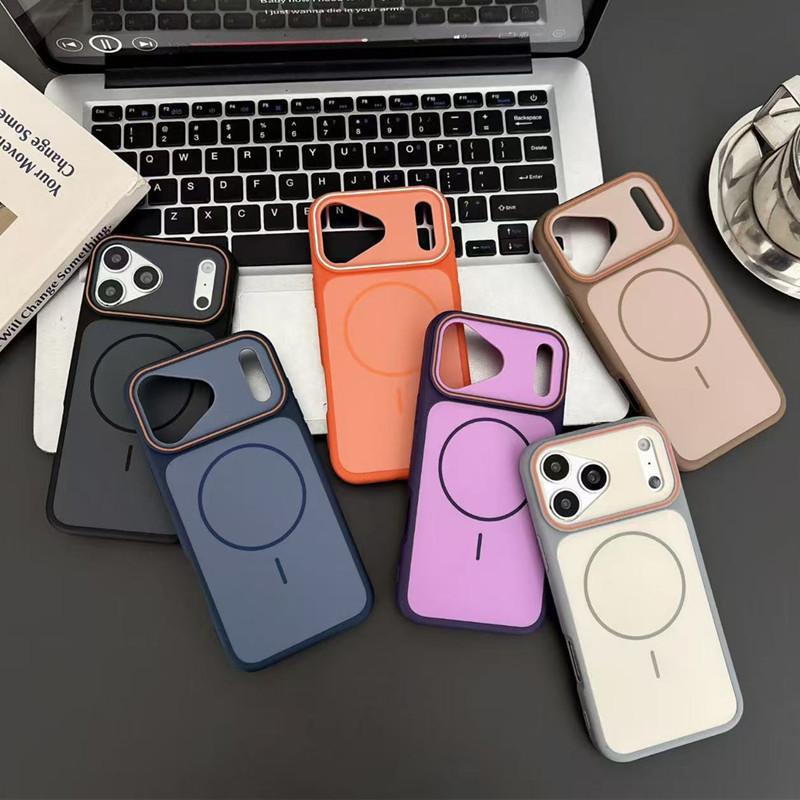Applicable to iPhone17promax large window two-color magnetic mobile phone case Apple 16 skin matte 15 protective case