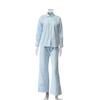 Autumn New European and American Women's Clothing Casual Loose Homewear Women's Striped Shirt Wide-leg Trousers Two-piece Set