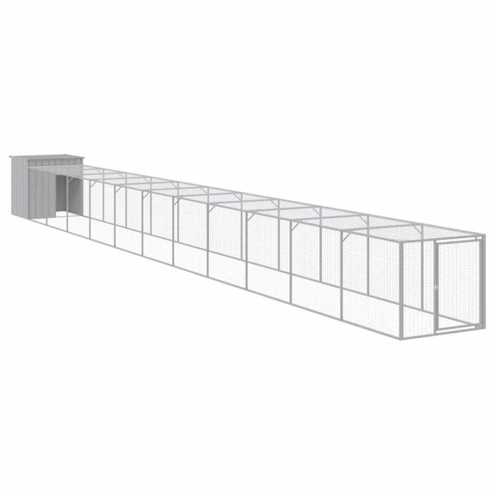 Poulailler - Maison Exclusive - acier galvanisé - gris clair - 110 x 1221 x 110 cm