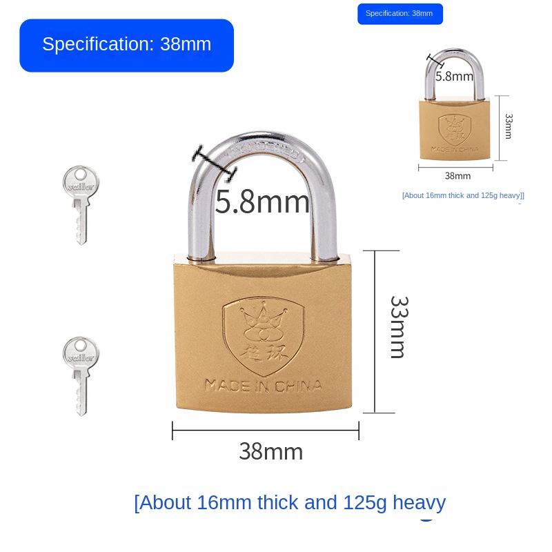 2Pcs Same Key Keyed Padlock Copper Padlock Wolf Head Brass Locks Door Locks  32mm 38mm 50MM Not Rust Lock Core With 2 Keys