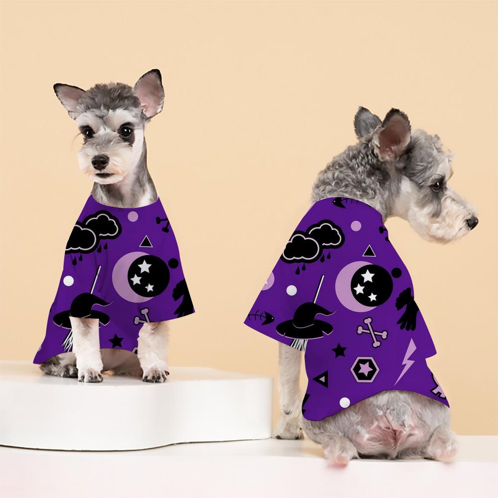 Cross-border Halloween Print Pet T-shirt for Small/Medium Dogs & Cats - Spring/Autumn Two-legged Casual Wear