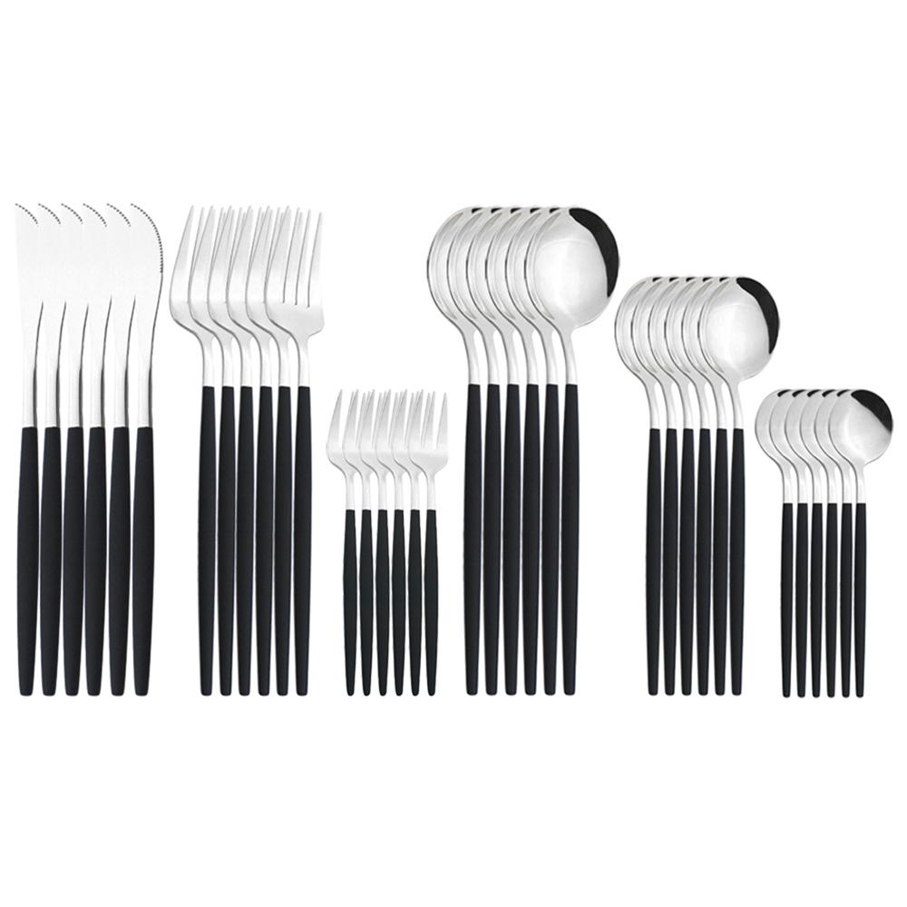 New 36Pcs Mint Gold Cutlery Set Western Silverware Stainless Steel Dinnerware Knife Fork Spoon Tableware Flatware Kitchen Wedding Accessories