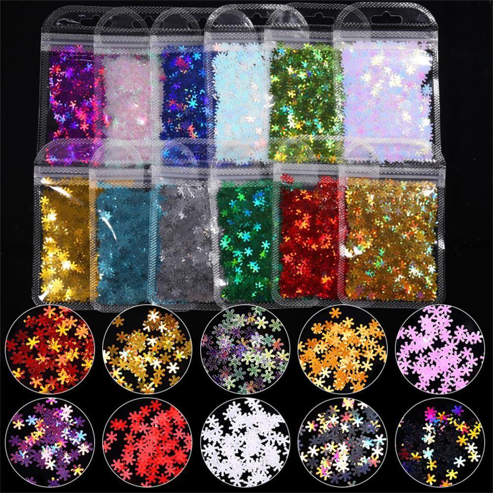 Schneeflocken Gemischte Farben 3D Flocken Scheiben Ultradünn Laser Nagel Pailletten Spiegel Funkelnd Holografisch