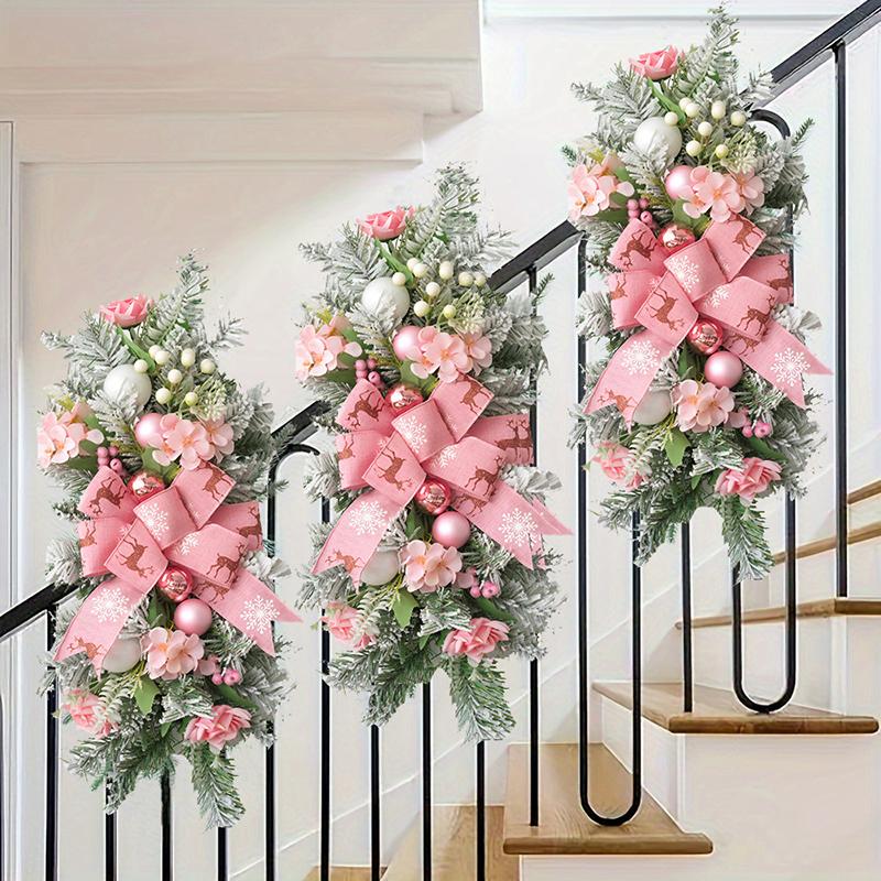 Christmas Staircase Decoration Wreath Party Gift Christmas Home Furnishing With Led Decoration Prop Evening Party Dress Up Prop