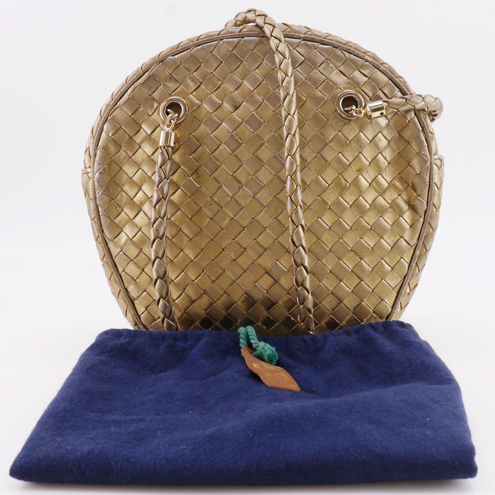 BOTTEGAVENETA Intrecciato Shoulder Bag Gold Calfskin Women Used