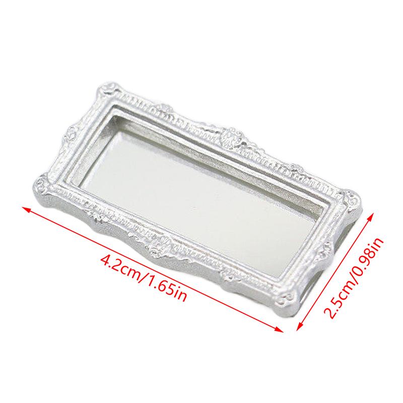 1:12 Dollhouse Miniature Mirror Vintage Square Carved Mirror Furniture Decor Toy