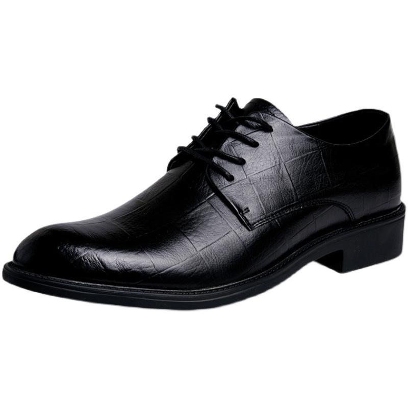 Business Formal Wear Men's Leather Shoes British Youth Trend Casual Men's Leather Shoes Black All-match