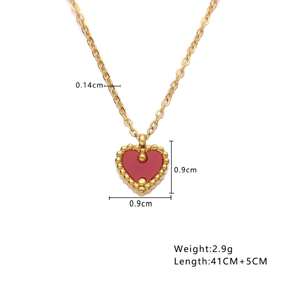 European & American INS Style Heart Pendant Clavicle Necklace with Red Mother-of-Pearl