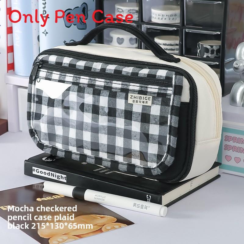 Multi Compartment Fabric Pen Bag With Magnetic Closure For Students And Office Use