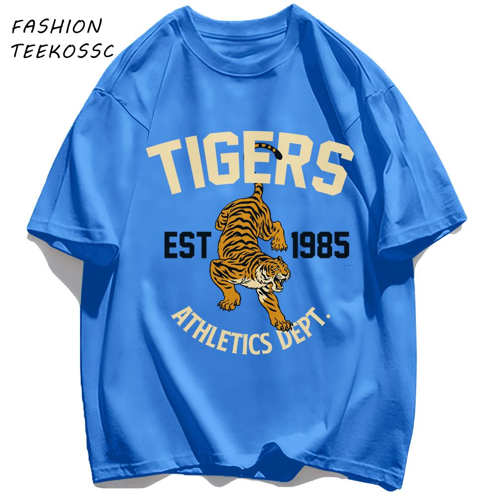 Tigers Est 1985 Sport Pattern T Shirt Men Comfortable Loose TShirt Summer Casual Y2K Short Sleeve Cotton AllMatch Clothes