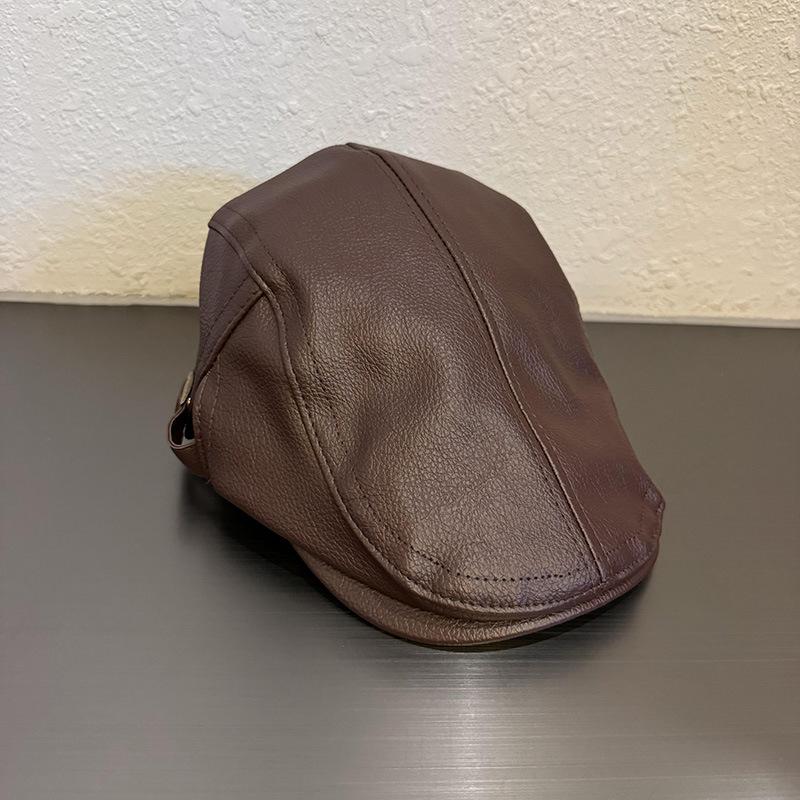 

Женский берет из искусственной кожи, винтажный и однотонный, для повседневного городского стиля коричневый