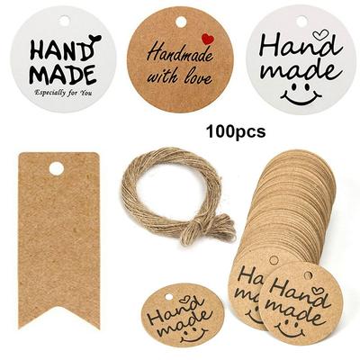 Paper Jute Twine Package Wrapping Wedding Party Tagging Hanging Label Handmade Kraft Gift Tags