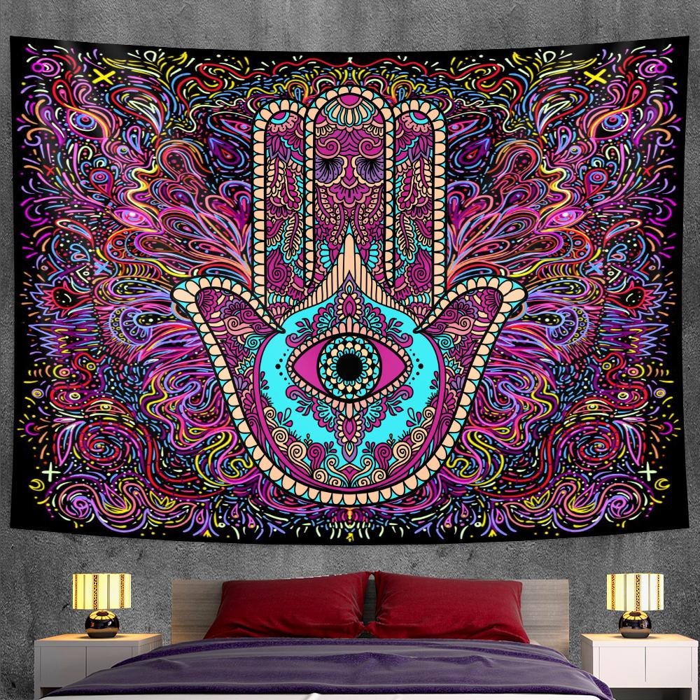 Lucky Hand Home Decoration Tapestry Wall Hanging Mandala Witchcraft Tapestry Yoga Mat Bohemian Upholstered Sofa Blanket