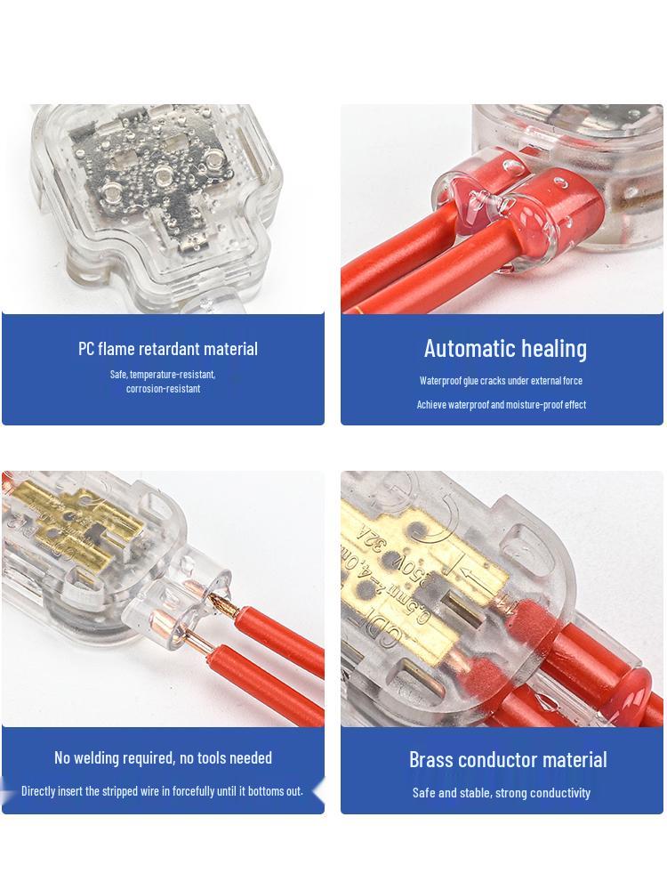Compact Waterproof 2-In 2-Out Quick Wiring Terminal for Single Strand Hard Wire