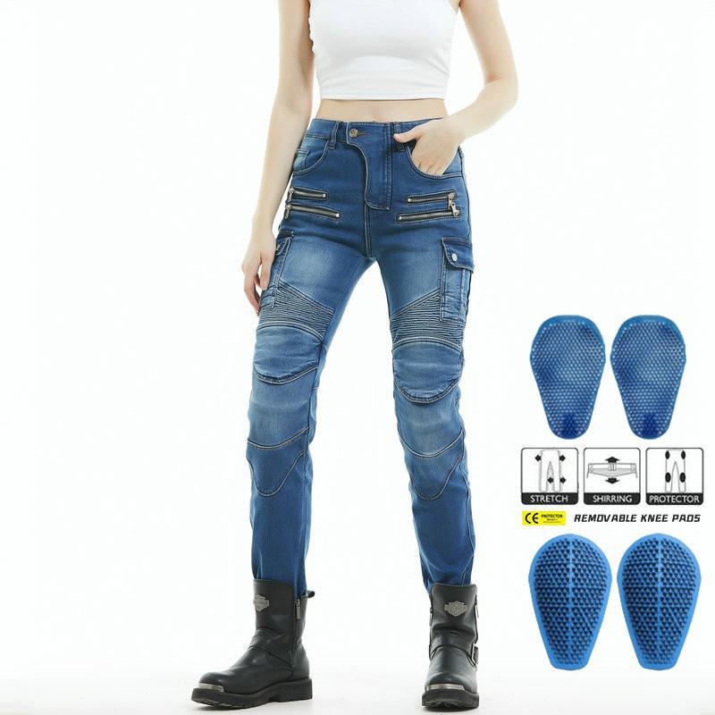 

Motorcycle Jeans Women s Knight Velvet Warm Riding Pants Drop Resistance Silicone Protective Gear M