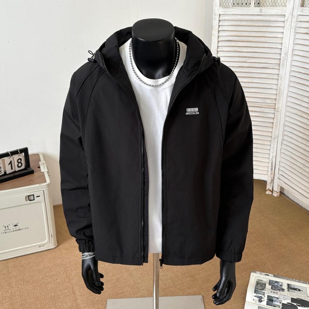 Men's 2025 Trendy Hooded Windbreaker Jacket: Casual, Loose Fit for Autumn/Winter