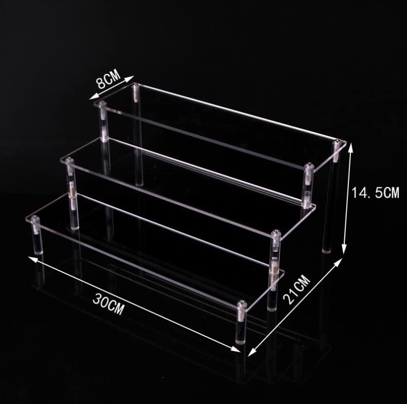 ENN LLC Figure Display, 3-Tier Acrylic Stage (30cm Wide, 3 Clear Tiers) (3 Tiers, 30cm Wide, 8cm Board)