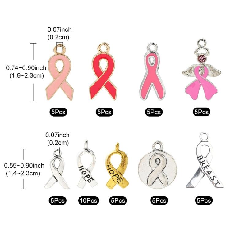 Pack of 50 Alloy Ribbon Pendant Beads for DIY Crafts Metal Drop Oil Choker Charm