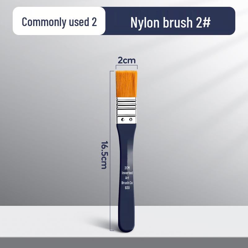Flat Nylon Paintbrush for Oil, Acrylic, Gouache, Watercolor - Beginner Painting Tool
