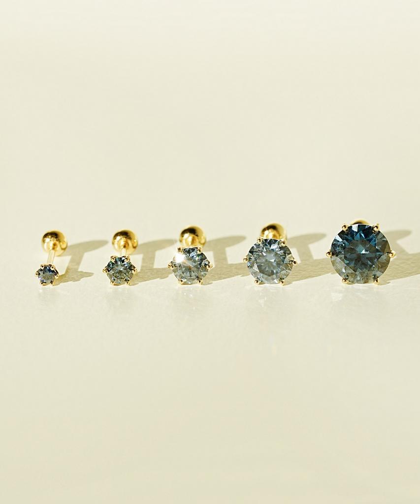 Minimalpiercing 14K Moissanite Diamond Sapphire Noble Piercing Earrings