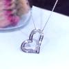 Baguette Cut Hollow Heart Pendant Necklace for Women