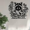 Rustproof Metal Wall Art Raccoon and Rose Sculpture Indoor Outdoor Decor Valentine Wedding Gift