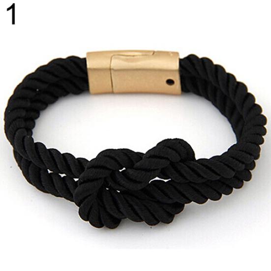 Women's Men's Braided Rope Chain Bracelet With Magnetic Clasp Bow Charm Bangle