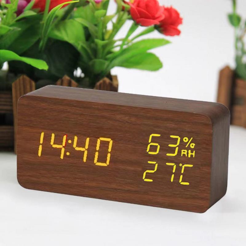 Creative Wooden Alarm Clock Simple Retro Clock Silent Luminous Student Bedside Multifunction Nordic Station Clock Electronic Clock