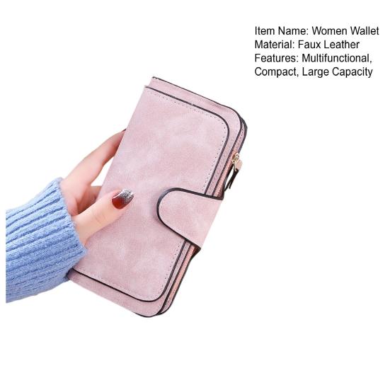 Women Long Wallet Large Capacity Wallet with Zipper Pocket 16 Card Slots ID Window Faux Leather Travel Clutch Wallet for Cash Management
