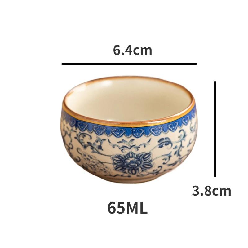 Ceramic Teacup Set 6pcs Kung Fu Tea Set Ru Kiln Qinghua Chinese Tea Table Tea Accessories