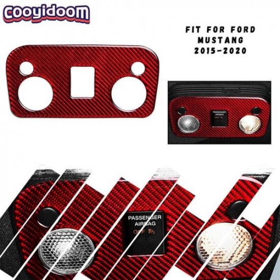 Carbon Fiber Reading Lamp Control Panel Trim Sticker Auto For Ford Mustang 15-19